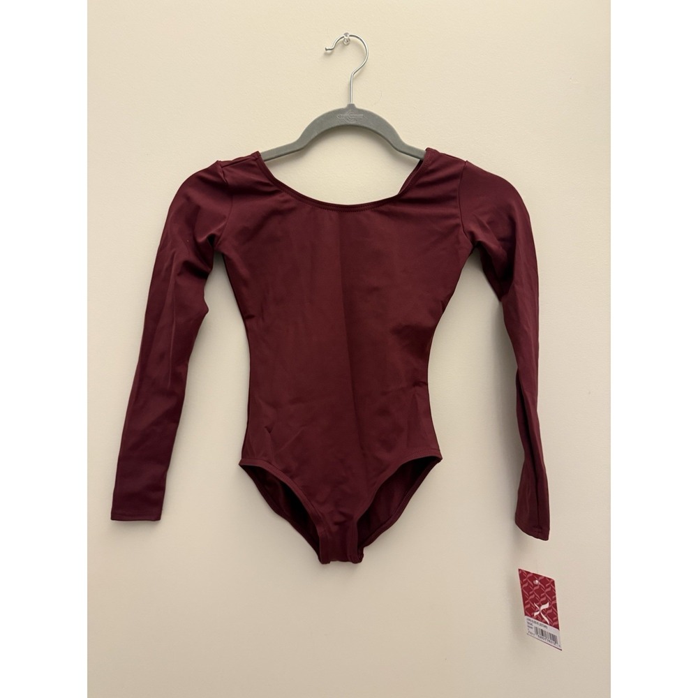 Girl's Capezio Long Sleeve Leotard Size Large/ 12 Dance Tumbling Maroon